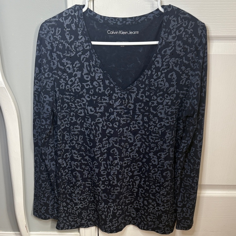 Calvin Klein Jeans Dark Blue Animal Print Blouse